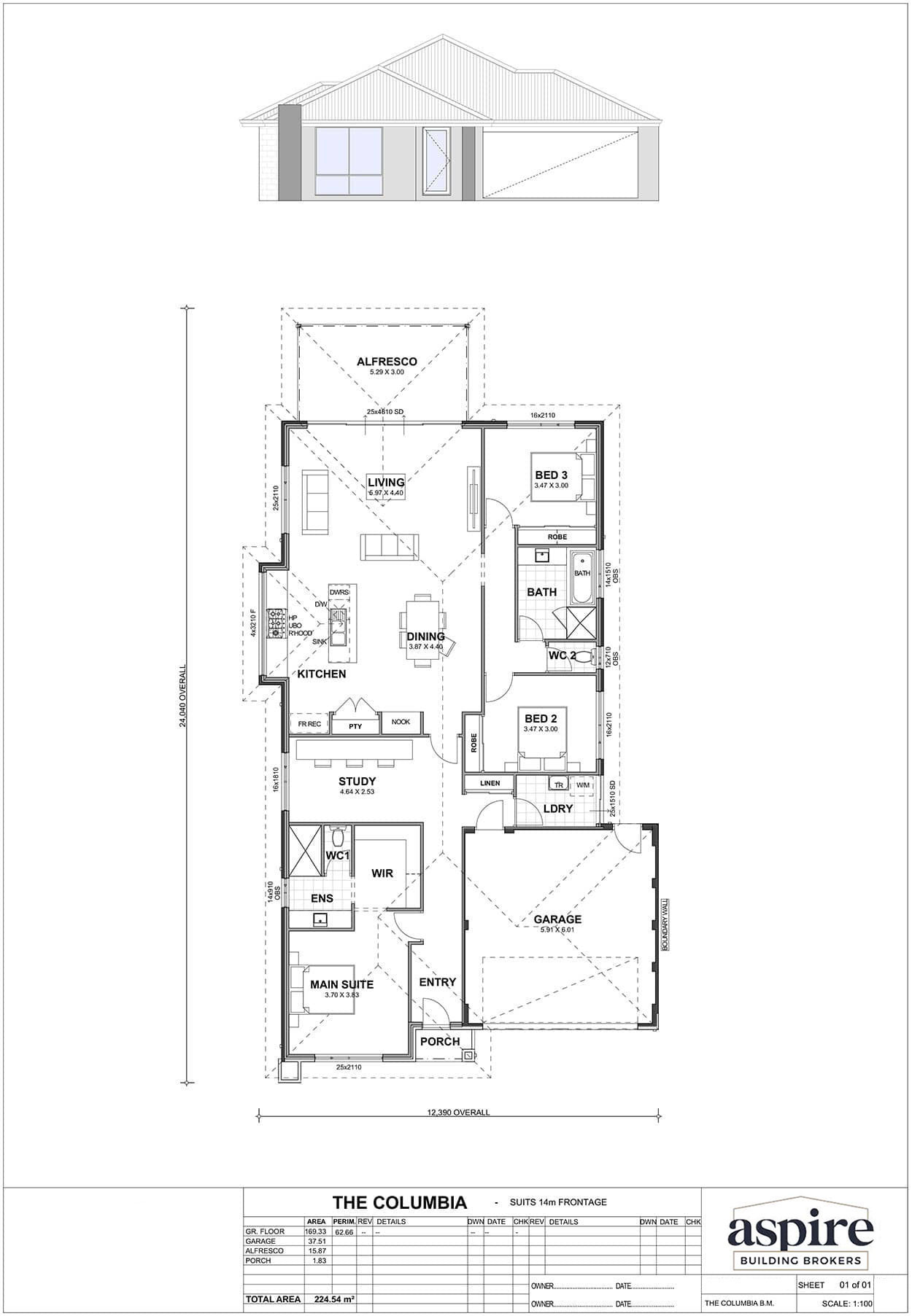 The Columbia Floor Plan - Perth New Build Home Designs. 3 Bedrooms and 14m Block Width. Aspire Building Brokers