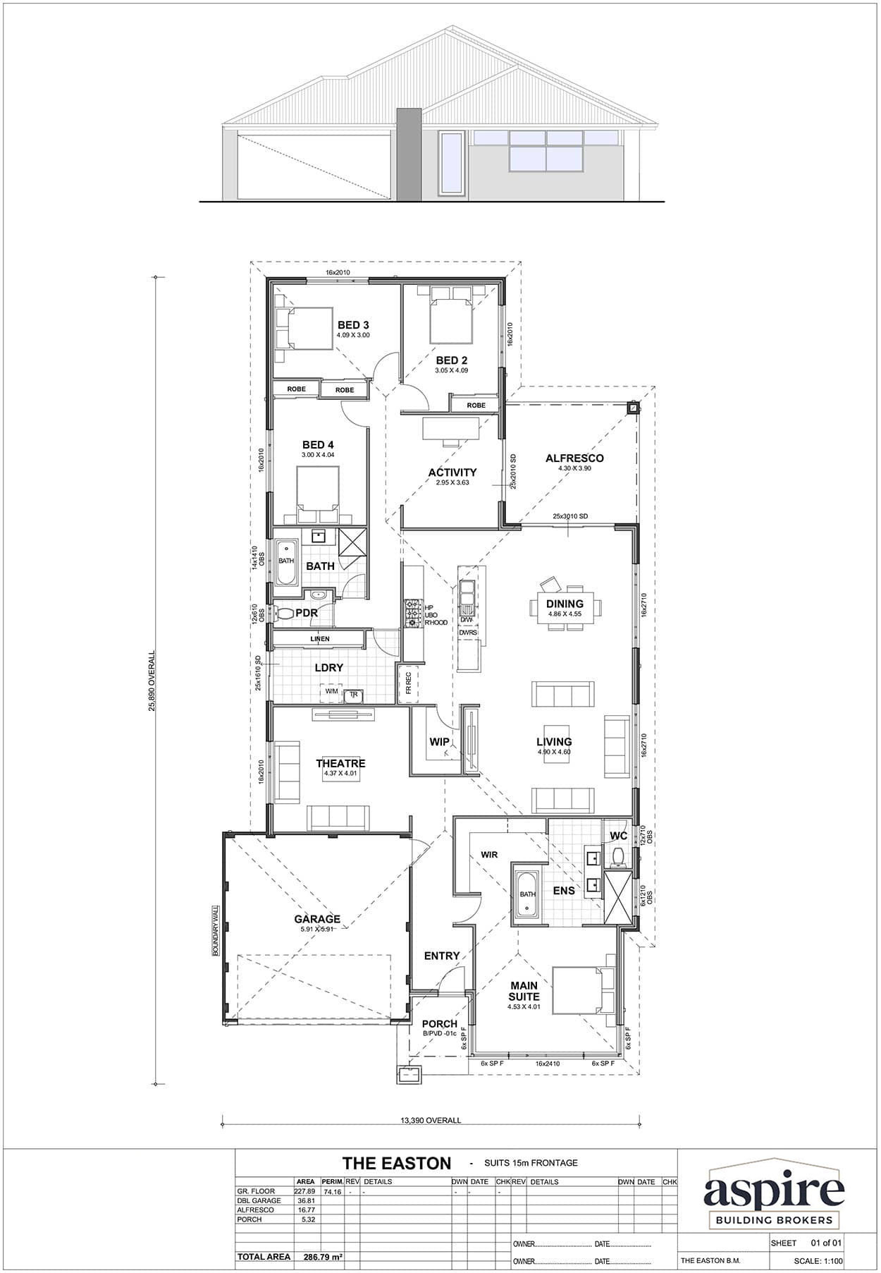 The Easton Floor Plan - Perth New Build Home Designs. 4 Bedrooms and 15m Block Width. Aspire Building Brokers