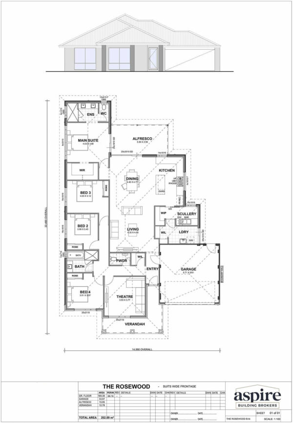 The Rosewood Floor Plan - Perth New Build Home Designs. 4 Bedrooms and 16m Block Width. Aspire Building Brokers